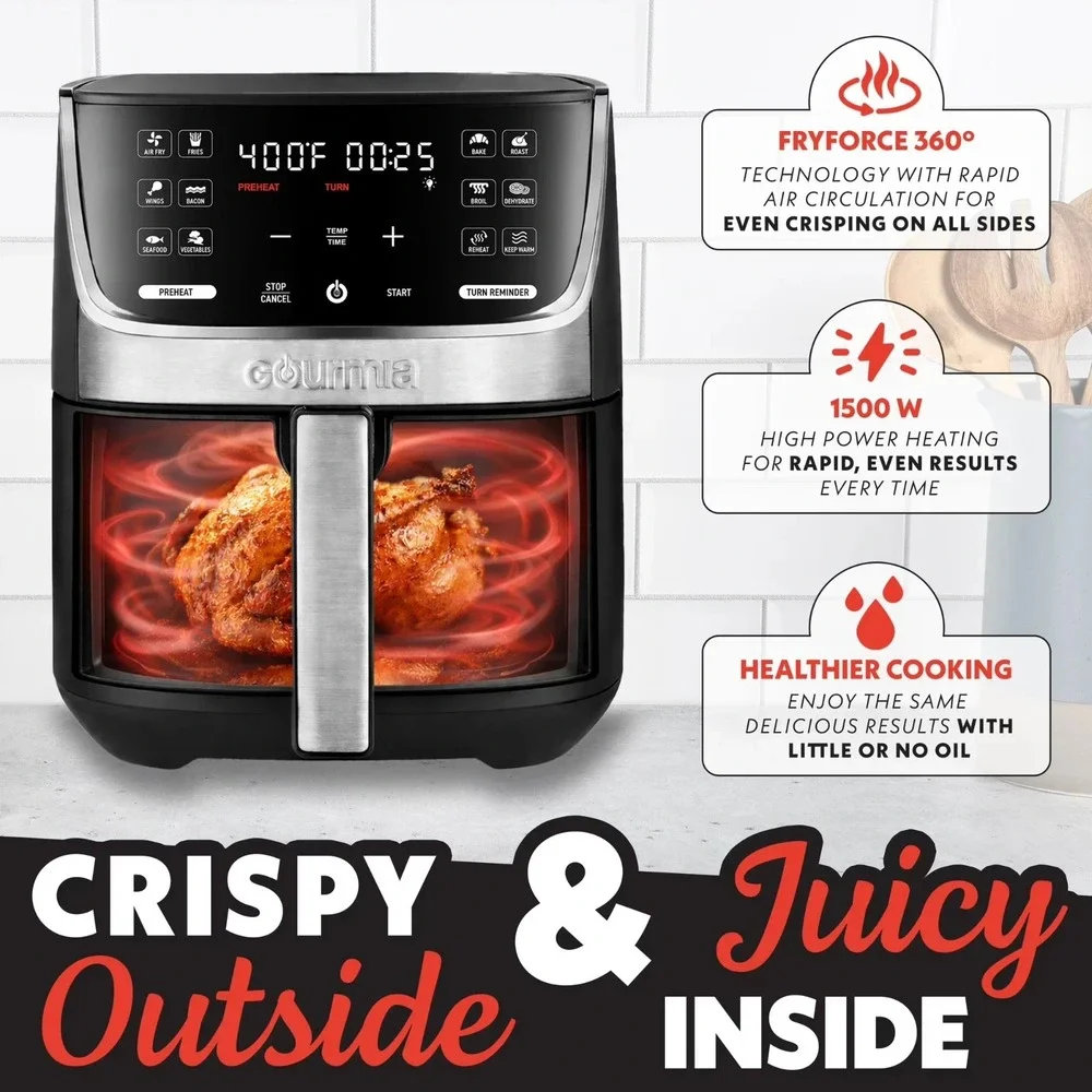 Gourmia 7 QT Digital Air Fryer w/ Easy View Window 12-One Touch GASF764 NEW!